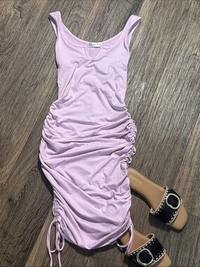 Popular Basics Lilac Ruched Tank Midi Dress